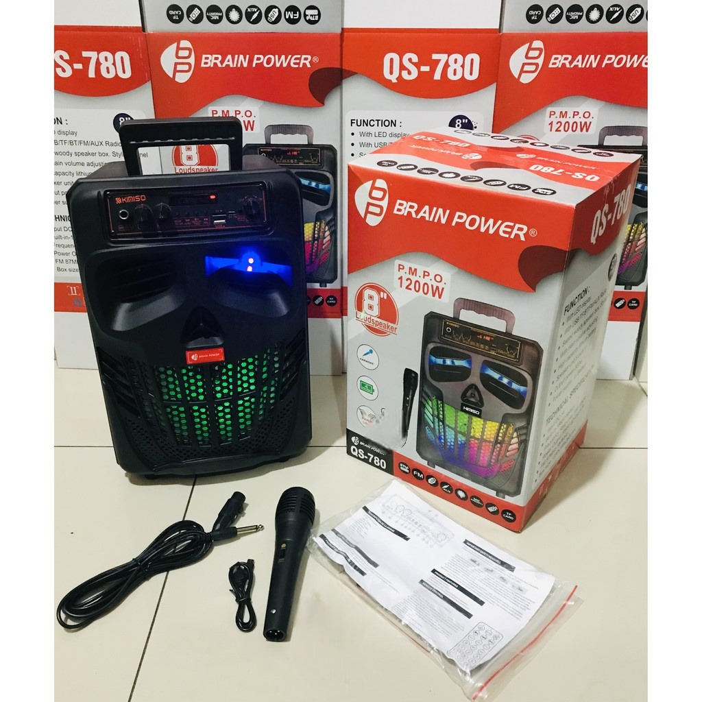 Spiker speaker wireless bluetooth portable QS BP 780 - 7801 8 inch plus mic