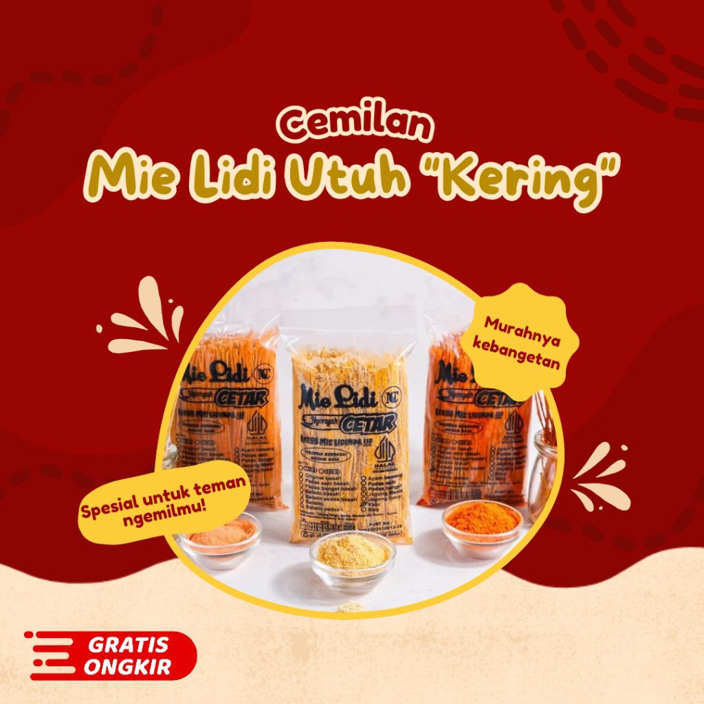 Mie Lidi/Mie Lidi Cetar/Cemilan Kekinian/Mie Lidi by Nyonya Cetar