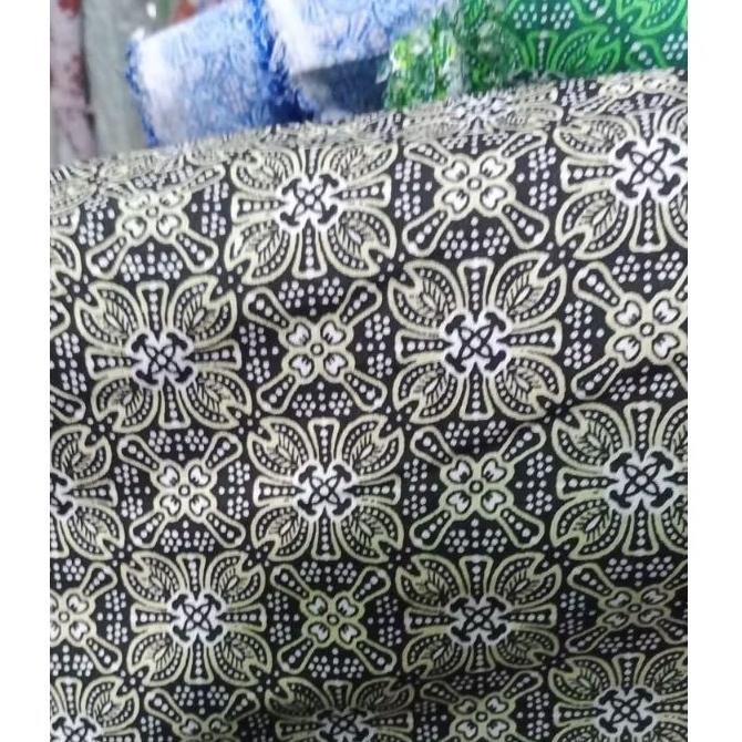 bahan kain batik madrasah hitam putih katun handprint cotton halus lembut gulungan konveksi meteran 