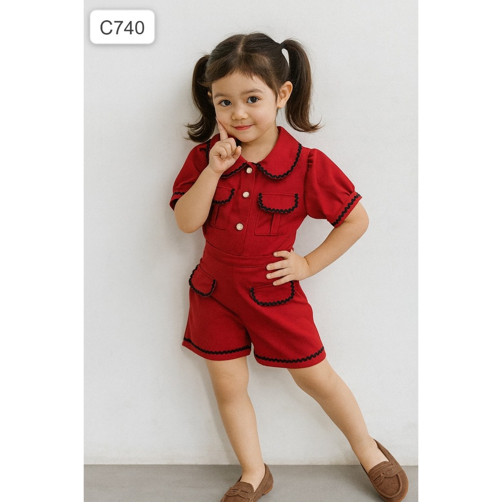 Setelan Celana Pendek Anak Perempuan Bahan Voxy Polos Ukuran S-XL