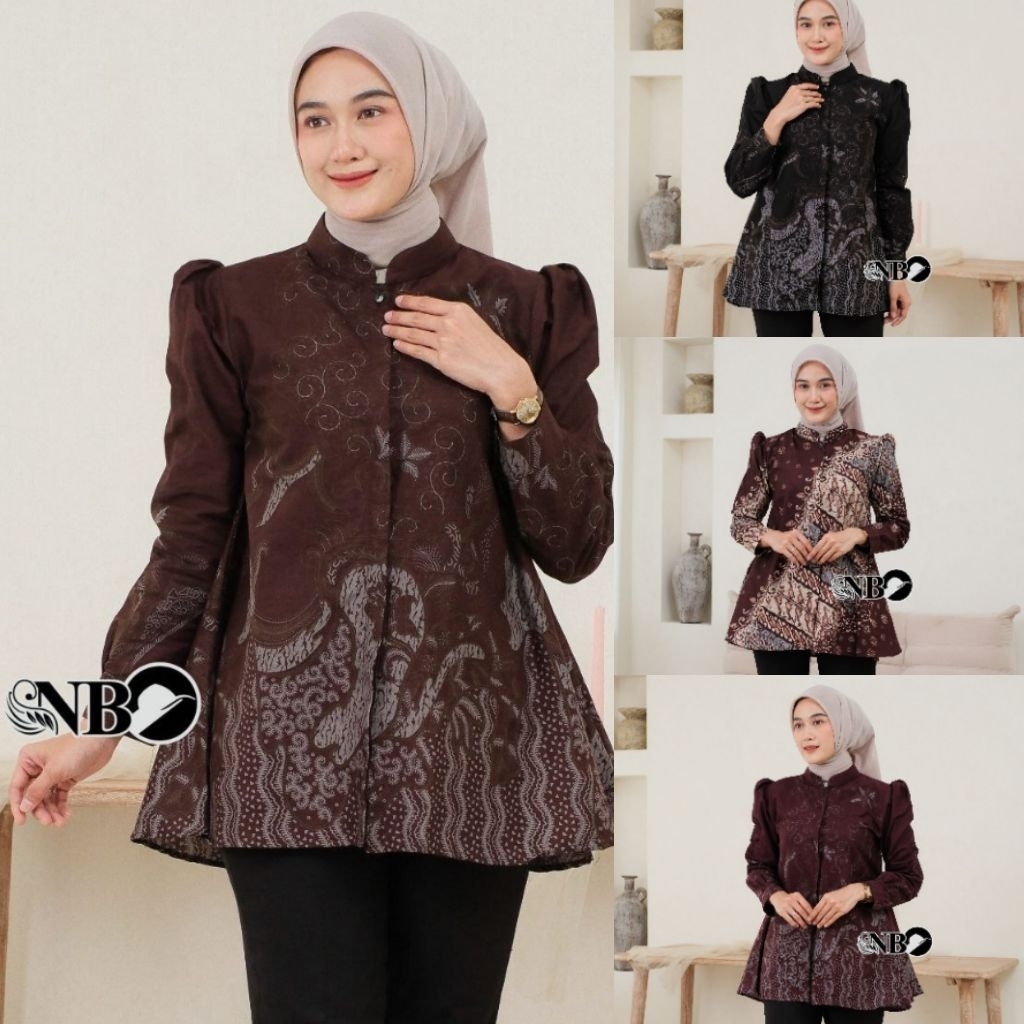 BAJU BATIK WANITA MODERN | BAJU BATIK KANTOR WANITABlouse Batik Bahan Katun Basic