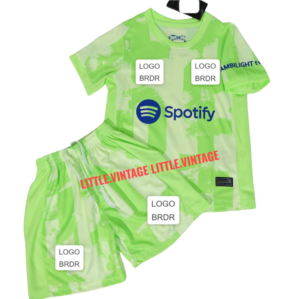 SIZE 16-18 / 1 SET SETELAN JERSEY RETRO ANAK ANAK BARCA 3RD 2024 2025  - BAJU BOLA KIDS - CELANA BOL