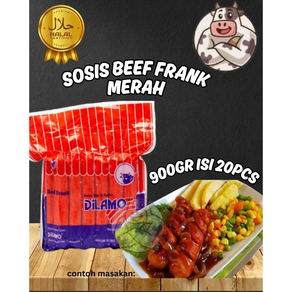 

DILAMO SOSIS BEEF FRANK/ SOSIS SAPI/ SOSIS MERAH/ SOSIS UNTUK HOTDOG 900GR ISI 20PCS