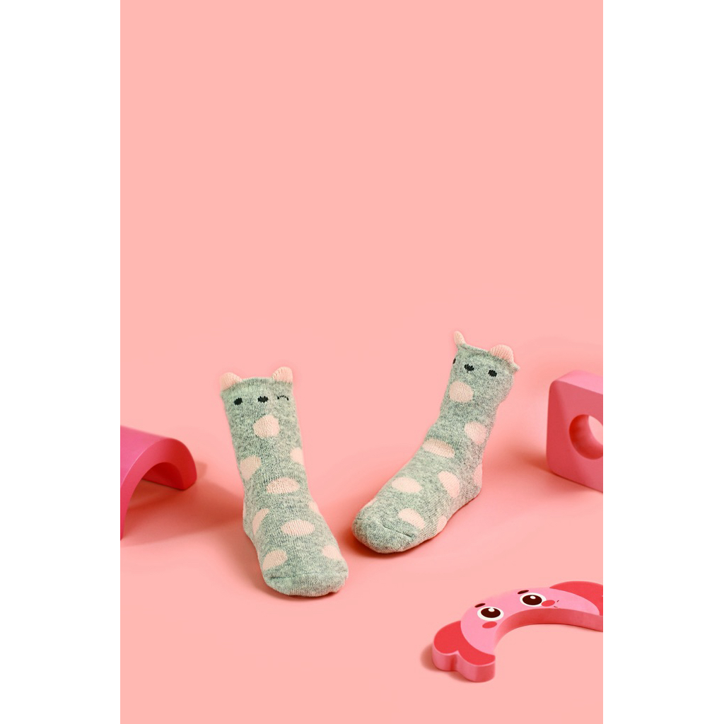 TINY STEPS - Kaos Kaki Bayi Polkadot Putih Hijau Baby Socks White Green