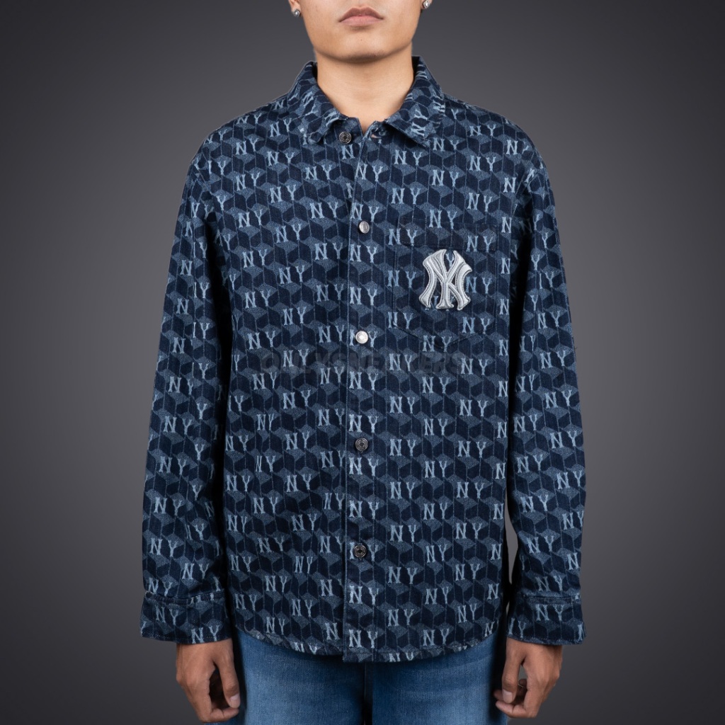 MLB CLASSIC NEW YORK YANKEES MONOGRAM JACQUARD NAVY DENIM JACKET