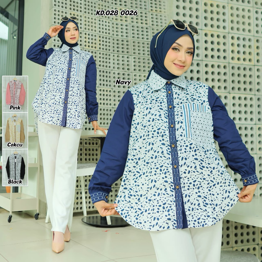 kemeja wanita kemeja katun Jepang kemeja motif