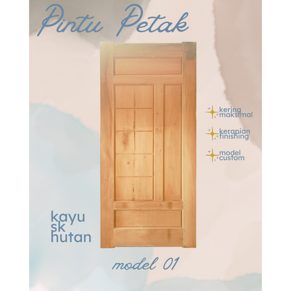 PINTU KAYU MINIMALIS / PINTU KAMAR / PINTU RUMAH / MODEL PETAK 01 Desain Mewah & Kokoh