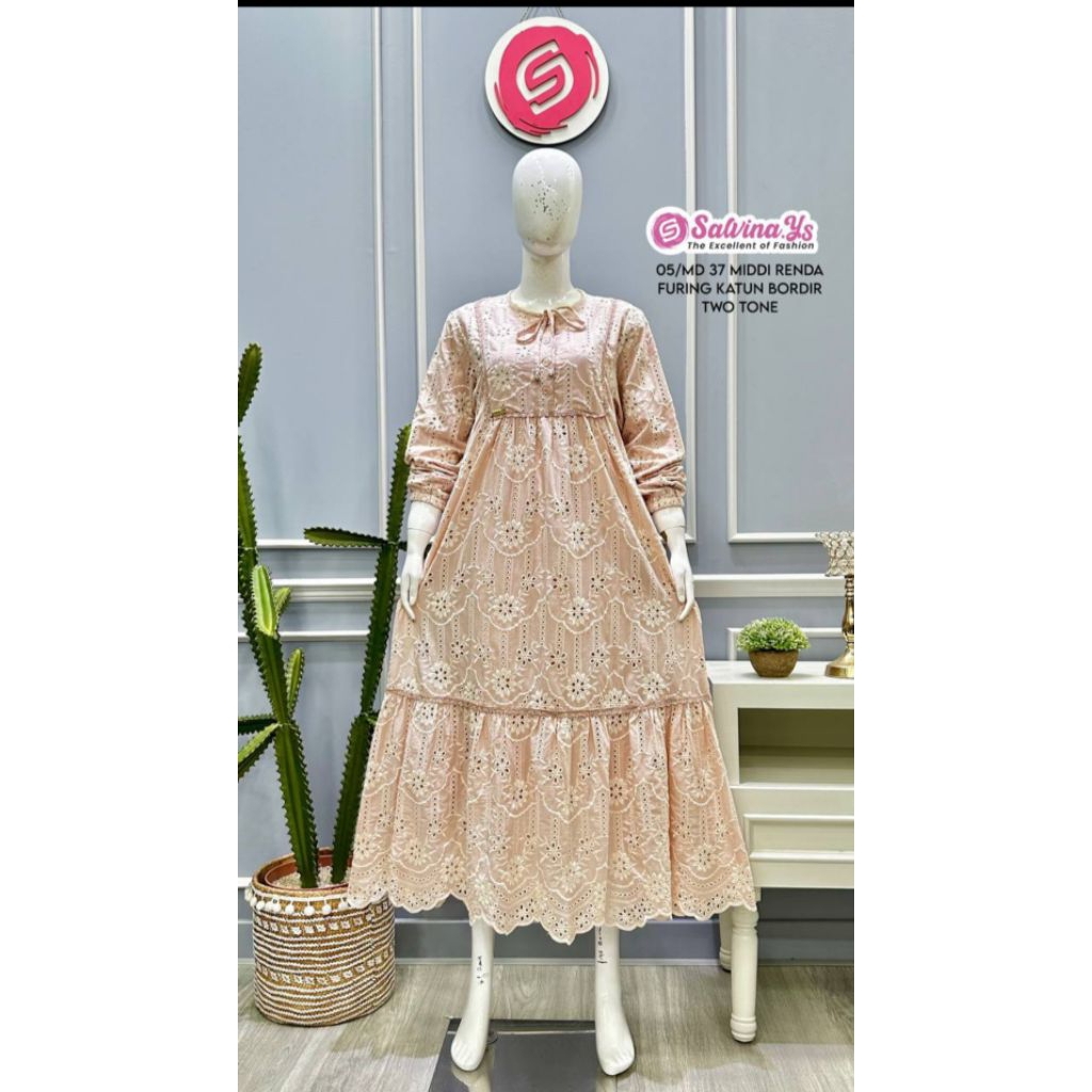 MIDI DRESS RENDA BORDIR SALVINA ORIGINAL