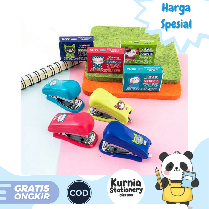 

M&G Mini Stapler Set So Many Cats ABS916S6/ 1 Set Alat dan Isinya