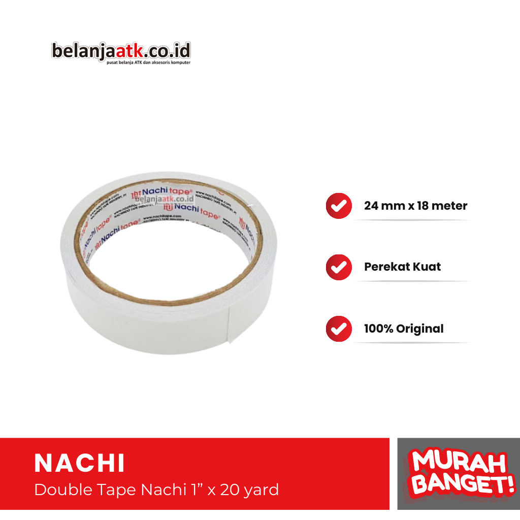 

Double Tape Nachi 1” x 20 yard / Dobel Tape Satu Inch