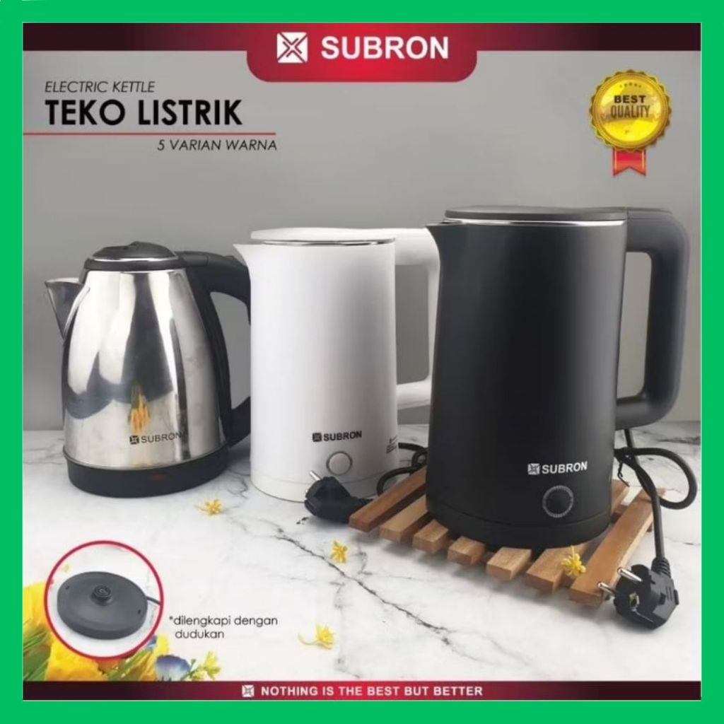 SUBRON - Teko Termos Listrik Pemanas Air Kettle stainless steel 400W 2 LITER 2.3 LITER