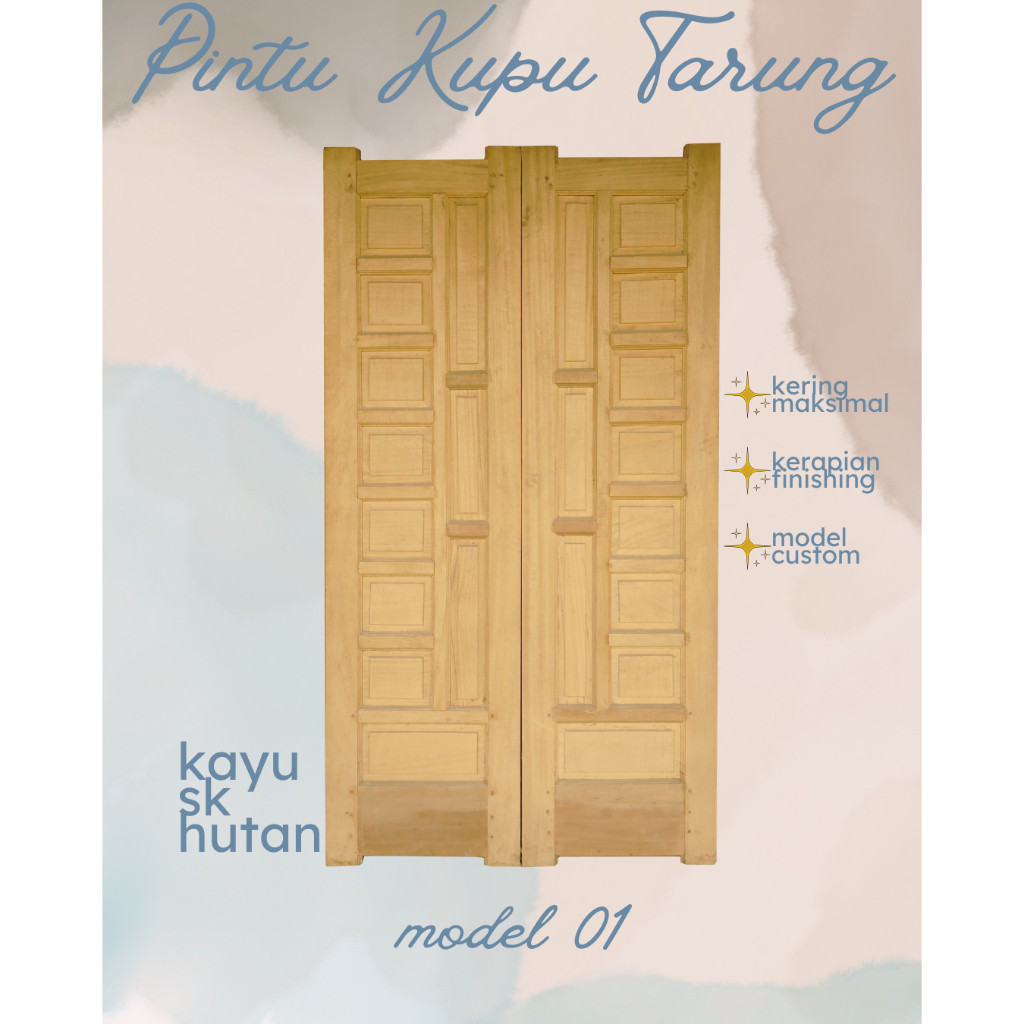 PINTU KAYU MINIMALIS / PINTU KAMAR / PINTU RUMAH / MODEL KUPU TARUNG 01 Desain Mewah & Kokoh