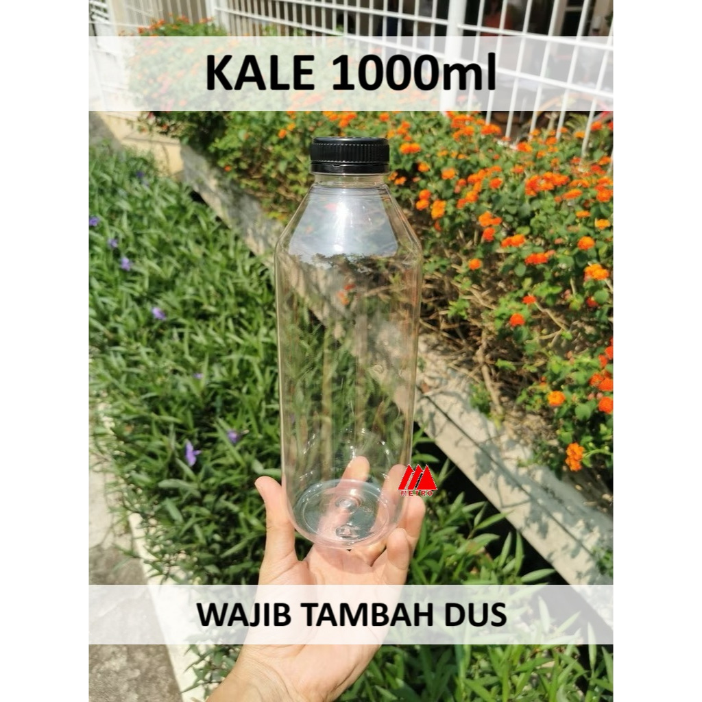 SET (Botol + Tutup) - Botol Cantik Jus Kale Kopi Teh 1L 1 L 1liter  1000 ml 1000ml