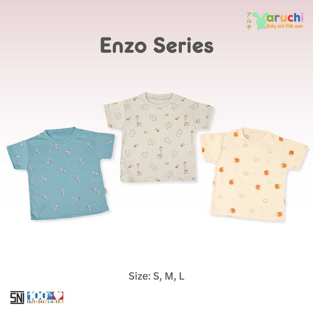 Aruchi Kaos Oblong Rib Sablon Boy Enzo / Luna Series - Aruchi Baju bayi/Baju anak