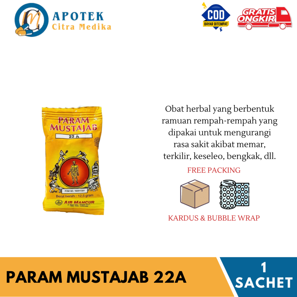 

Param Mustajab 22A - Meredakan Keseleo, Memar, Terkilir, Bengkak dan Nyeri
