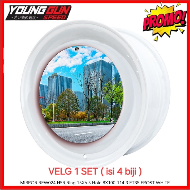 velg mobil modifikasi ring 15 hsr mirror r15 lbar 6,5 lubang 4x100-114 warna putih