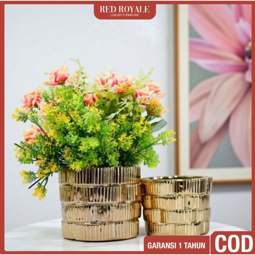 pot vas bunga keramik dekorasi pajangan hiasan ruang tamu