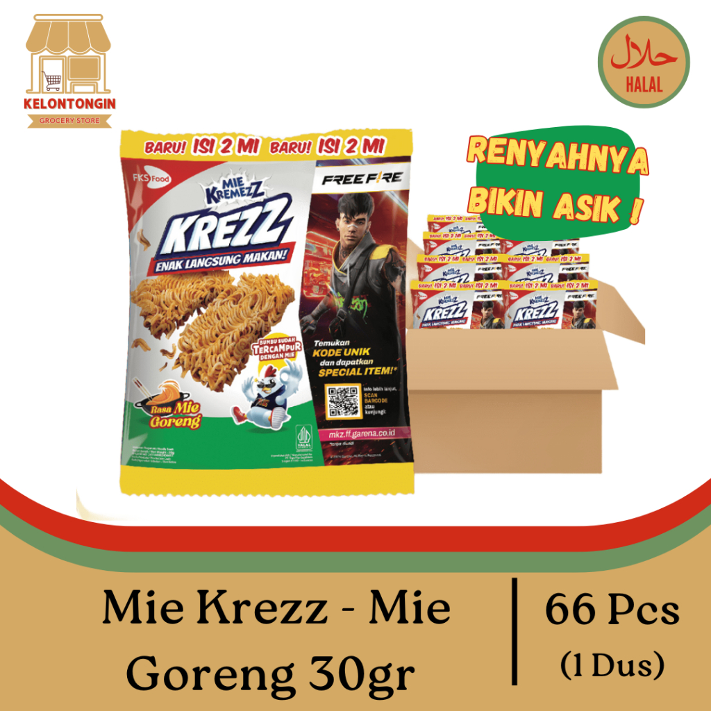 

Mie Kremezz Krezz - Mie Goreng - 1 Dus isi 66 Pcs / 30 gr / Snack / Camilan Mie Kremes