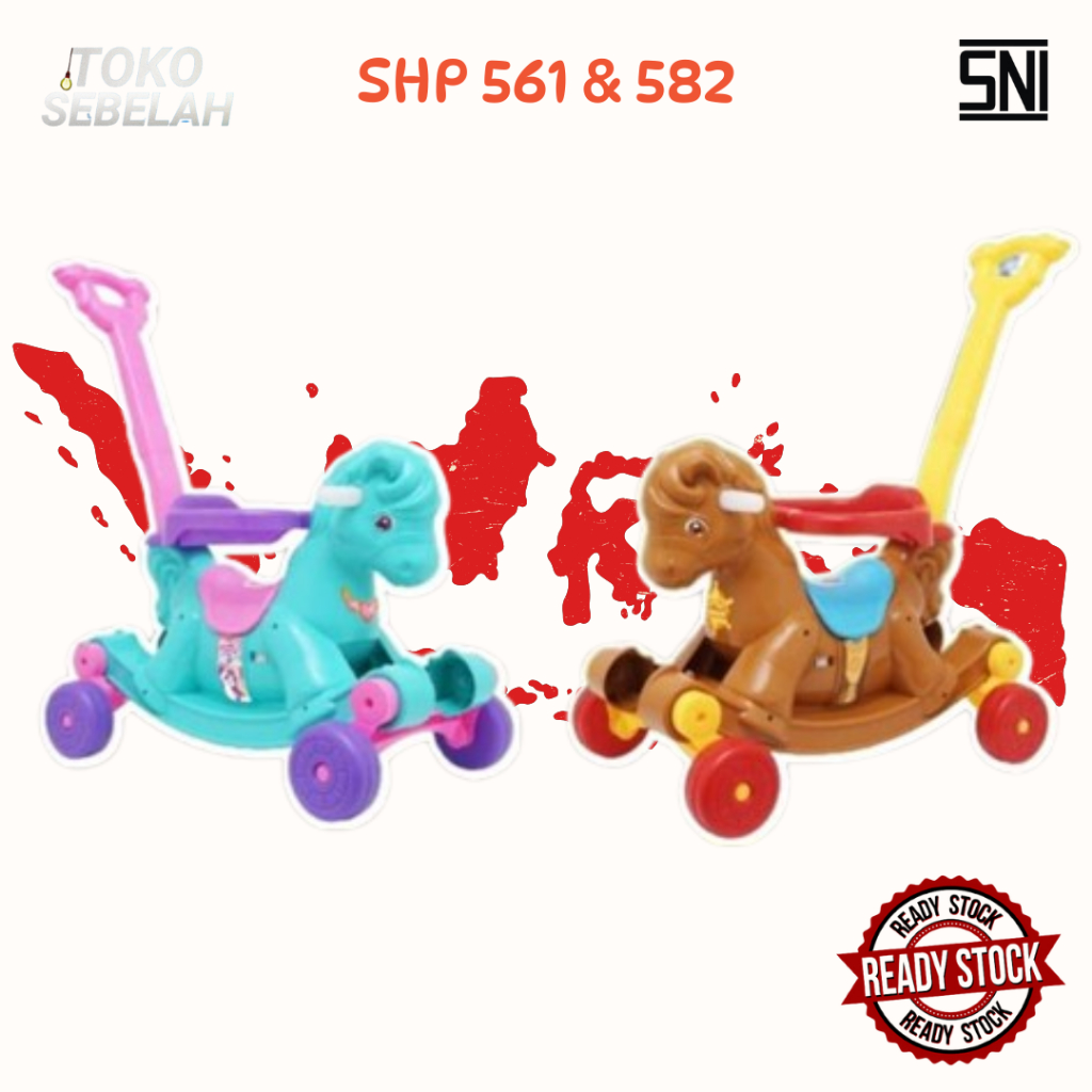 KH 582 - Mainan Anak Kuda Goyang - Mainan Kuda Dorong - Hitam