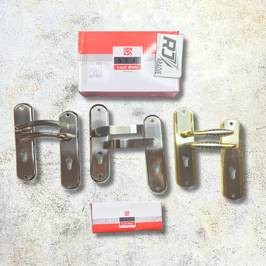 Handle Gagang Kunci Pintu Tanggung Bulat Aluminium Soligen SET CP / GP