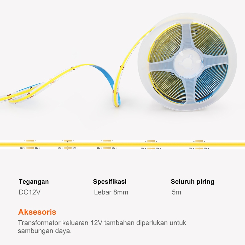 NEW DEALS Lampu strip COB 12V/24V Cahaya Kepadatan Tinggi 5 Meter/10Meter Lampu Led Lem Perekat