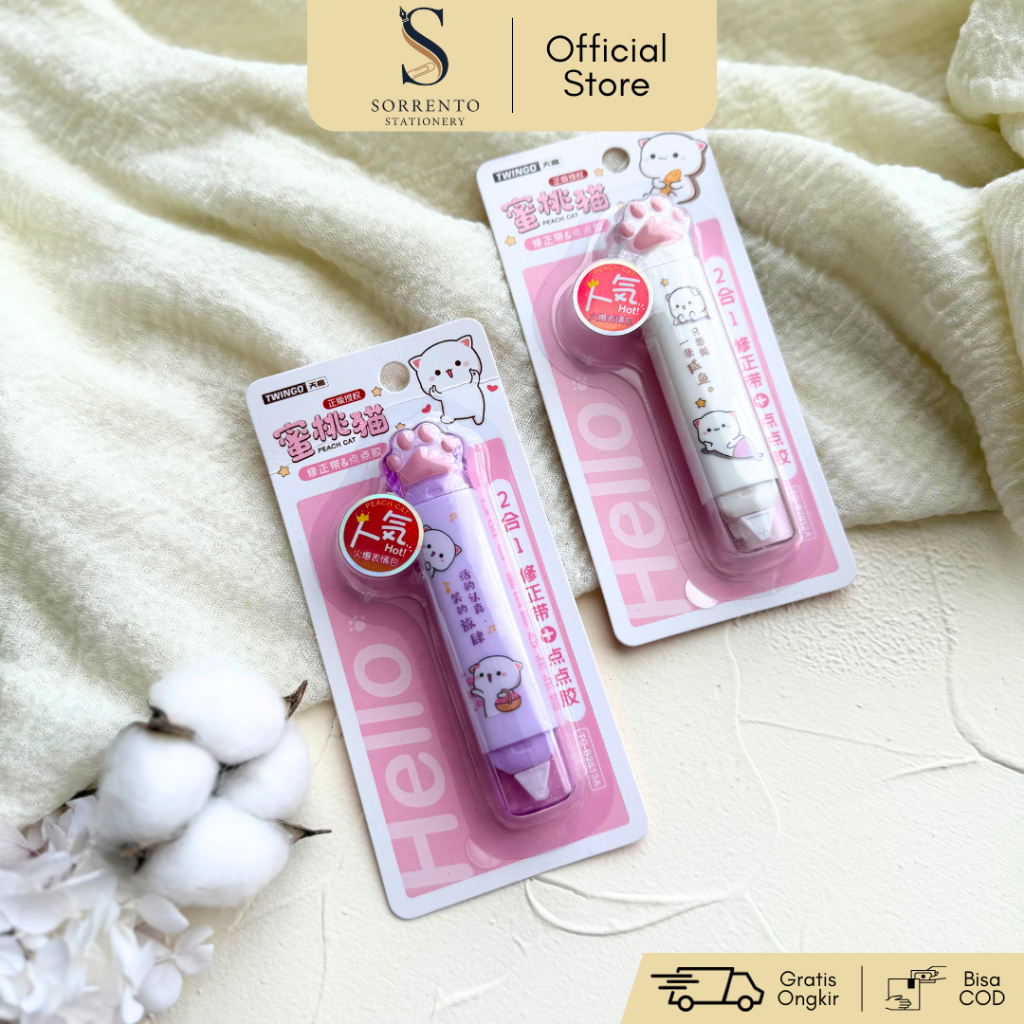 

Twinggo 2 in 1 Correction & Glue Tape - Tipe X Cakar Kucing
