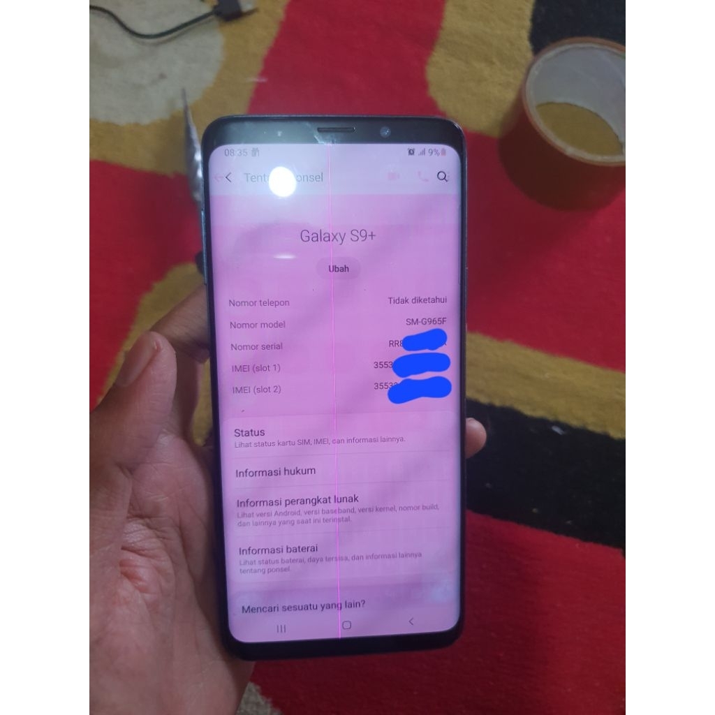 mesin samsung s9 plus sein sett