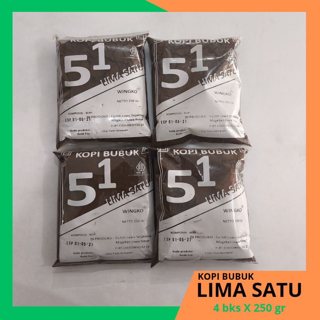 

kopi bubuk LIMA SATU 51 ( 4 bks x 250 gr )
