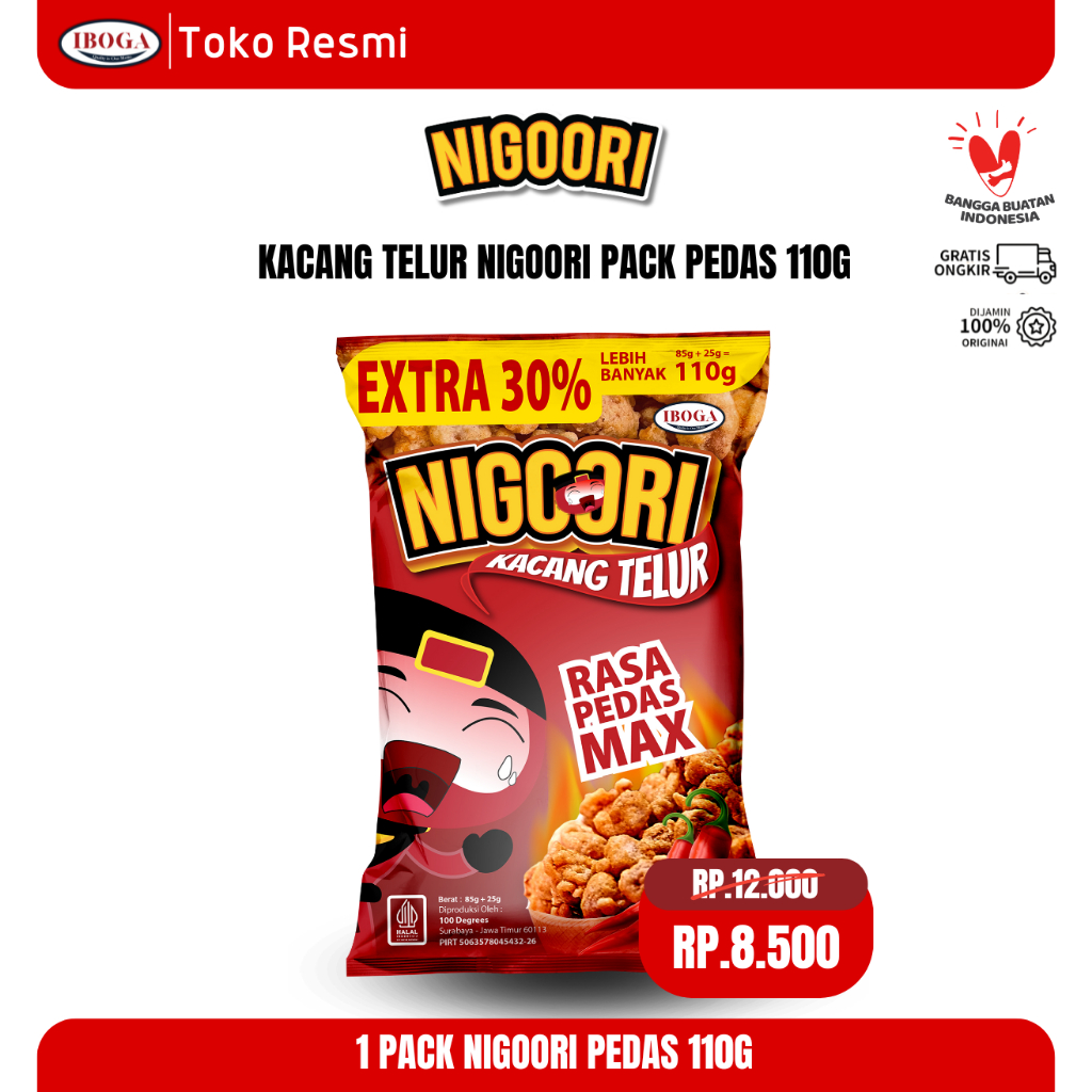 

KACANG NIGOORI KEMASAN 110G SAPI PANGGANG, KACANG TELUR, KACANG GORENG, GURIH, CAMILAN, SNACK