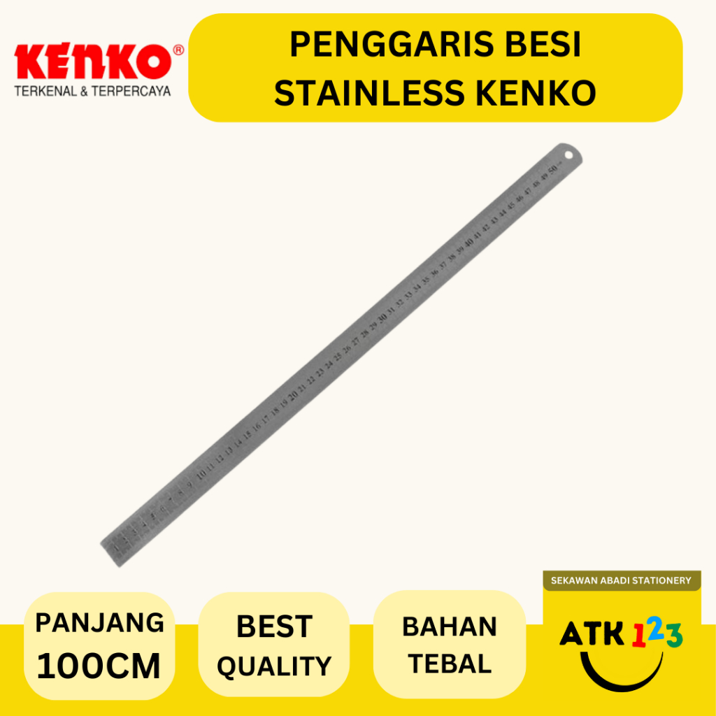 

KENKO Penggaris Besi Stainless 100cm 1 meter Penggaris Besi Tebal