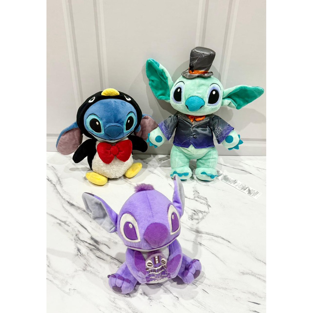 Boneka Plushie Stitch Tosca Edition Halloween, Stitch Kostum Penguin & Stitch Ungu Disney Store