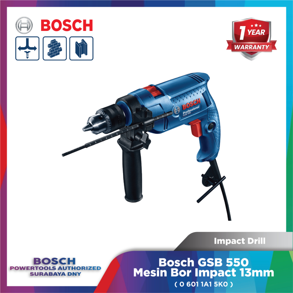 Bosch GSB 550 Impact Drill 13mm Mesin Bor Tembok Impact 550W Professional