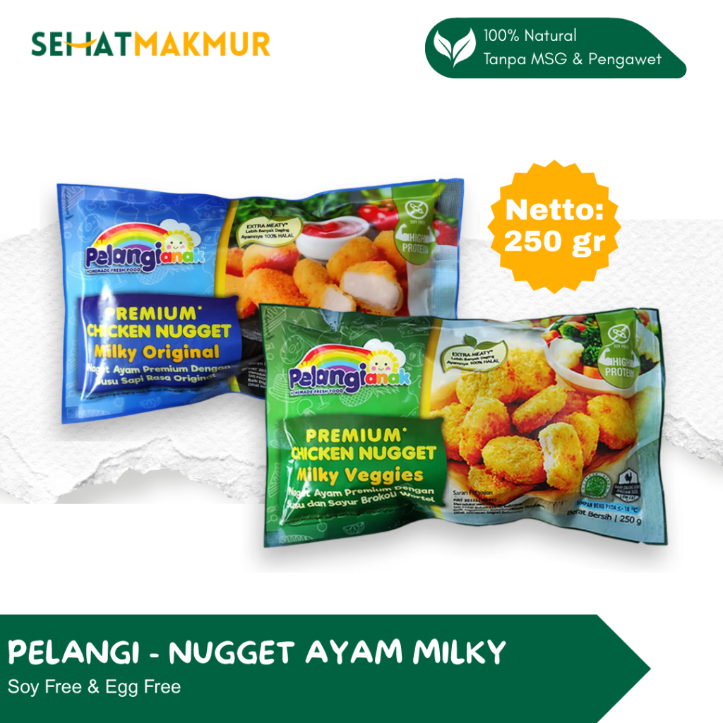 

Pelangi Healthy Frozen Food - Nugget Ayam Milky (Nugget Sehat Tanpa MSG dan Pengawet)
