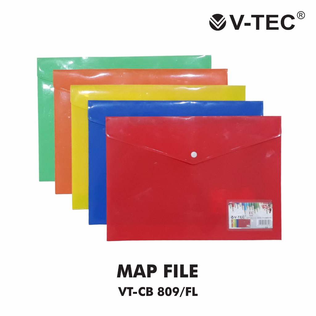 

V-TEC Map Kancing Plastik Folio F4 - Map Dokumen Opaque Non Transparan Folder File A4 Arsip Kertas