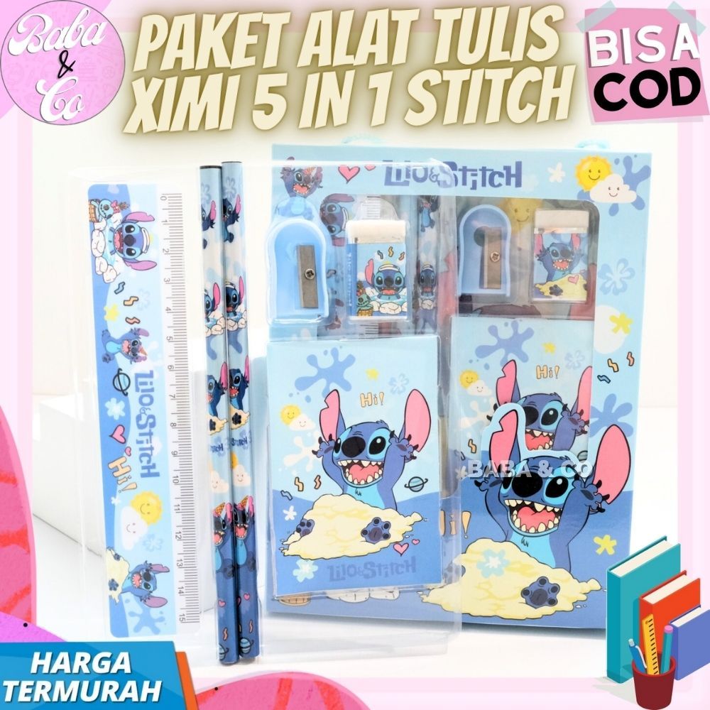 

PAKET ALAT TULIS XIMI STITCH 5 IN 1 LUCU IMUT ALAT TULIS SEKOLAH LILO STITCH SERIES IMUT UNIK PENSIL PENGHAPUS PENGARIS STITCH BLUE