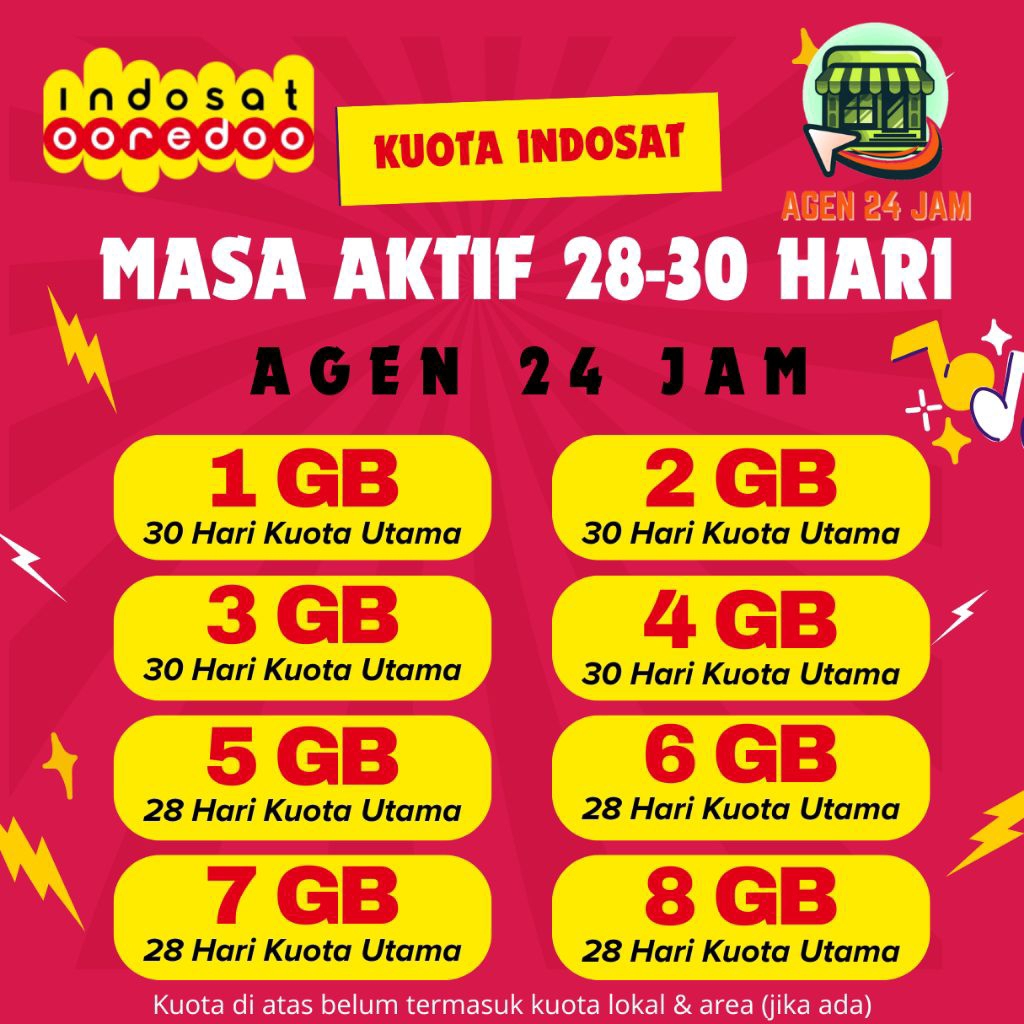 PAKET DATA IM3  INDOSAT DENOM KECIL MASA AKTIF 28-30 HARI / KUOTA INTERNET IM3 INDOSAT TERMURAH 24 J