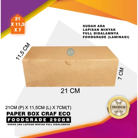 

Paper Box Craft Eco Dus Coklat Kemasan Makanan Foodgrade Laminasu Ukuran 21x11,5xcm