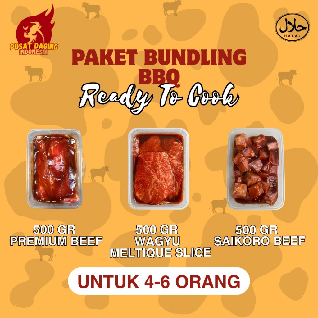 

Paket Bundling BBQ 1,5 Kg – Wagyu Meltique, Saikoro Beef, Premium Beef – Ready to Cook