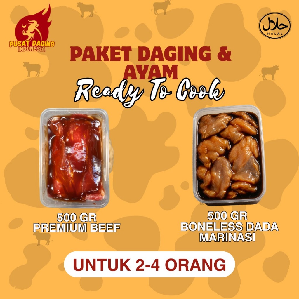 

Paket Daging Sapi & Ayam 1 Kg – Premium Beef + Boneless Dada Ayam Marinasi – Ready to Cook