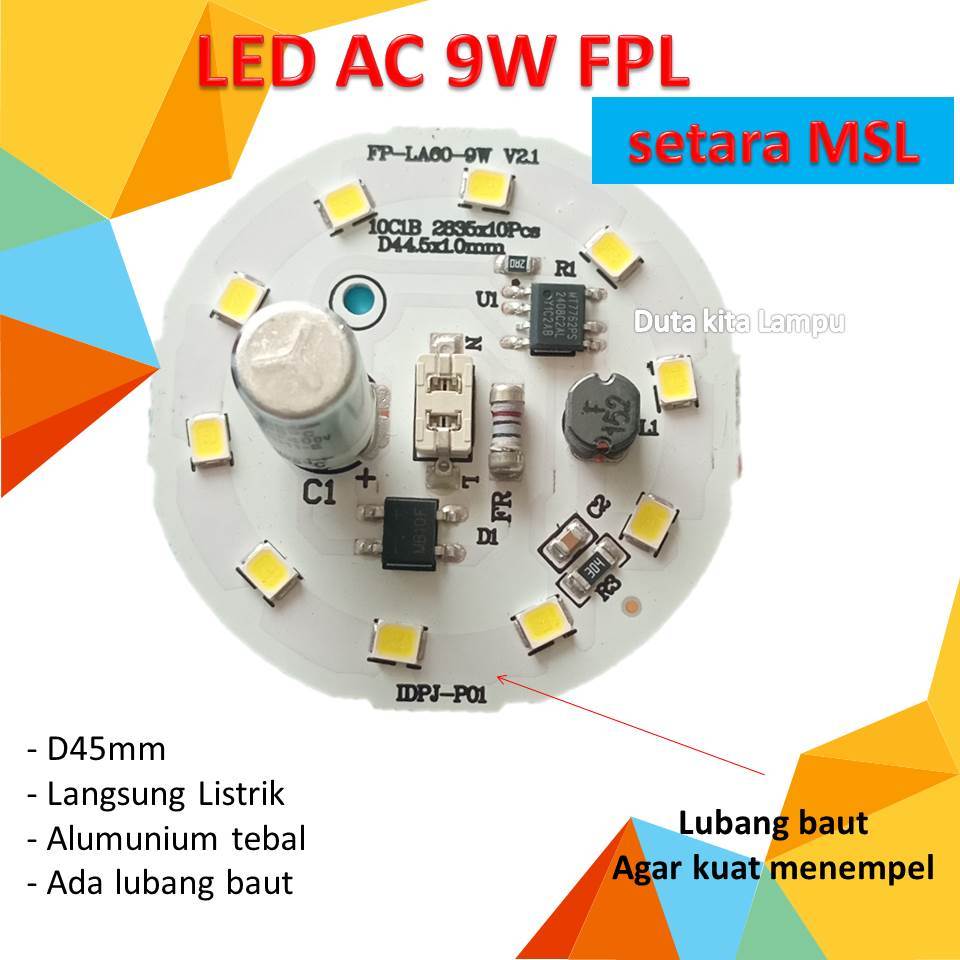 PCB Lampu led ac 9w nyala putih terang-FPL