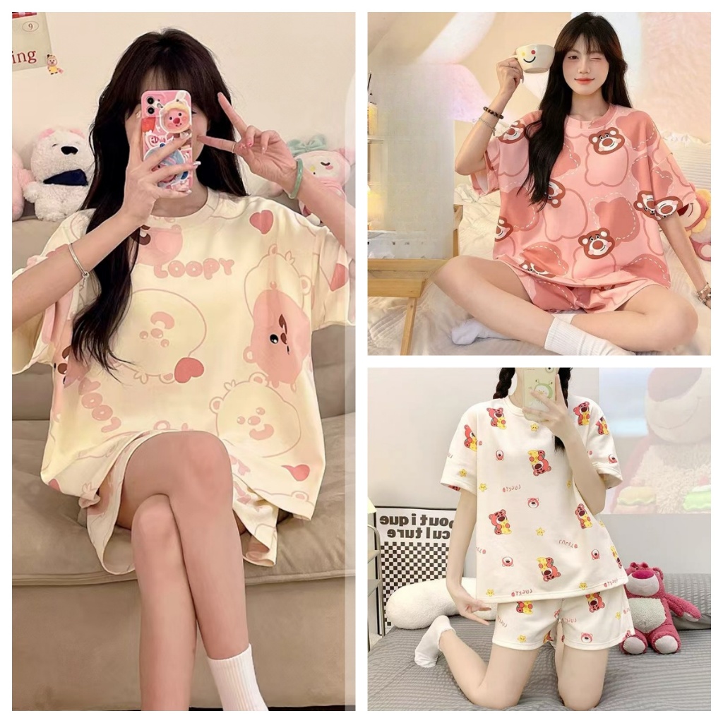 baju tidurSetelan piyama wanita celana pendek lengan pendek versi Korea seksi berbagai pola tren luc
