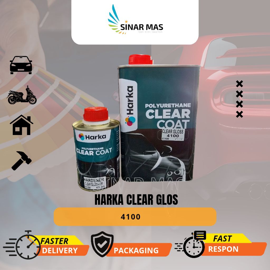 Harka Clear Vernis 4100 Clear Coat Polyurethane Clear Mobil Gloss/Kilap 1 liter set