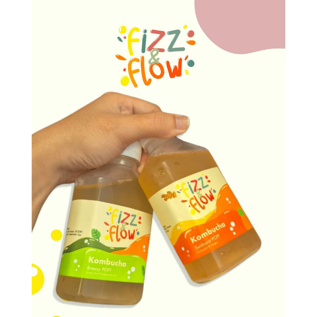 

Fizz & Flow Sunburst POP! Kombucha, teh fermentasi, minuman probiotik