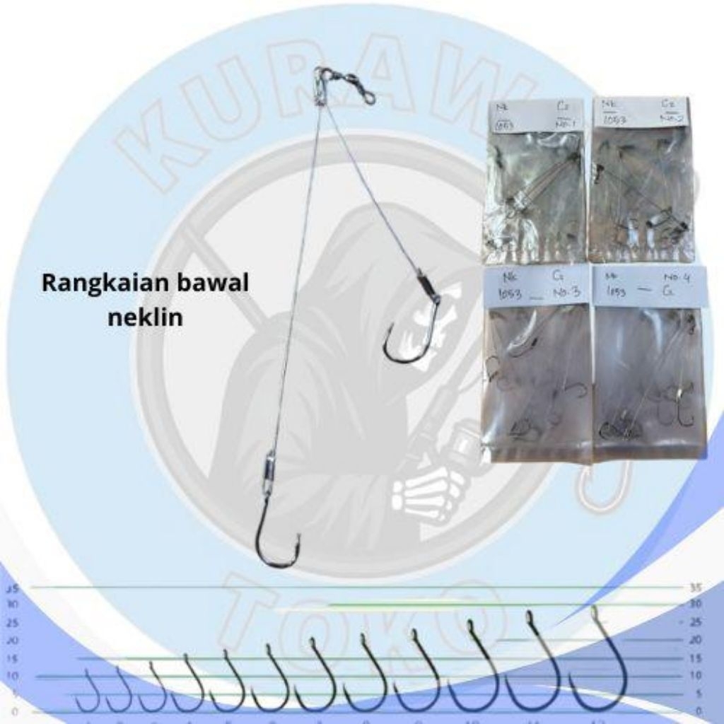 Rangkain kail bawal cabang 2 neklin