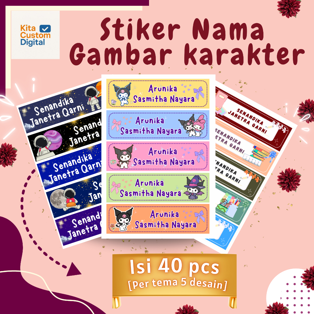 

Stiker Nama Gambar Karakter - Muat sampai 25 huruf dan spasi