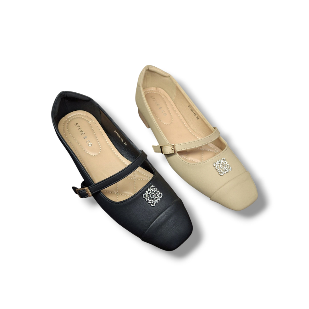 Steve & co S1188-Fs sepatu pantofel wanita warna black,khaki