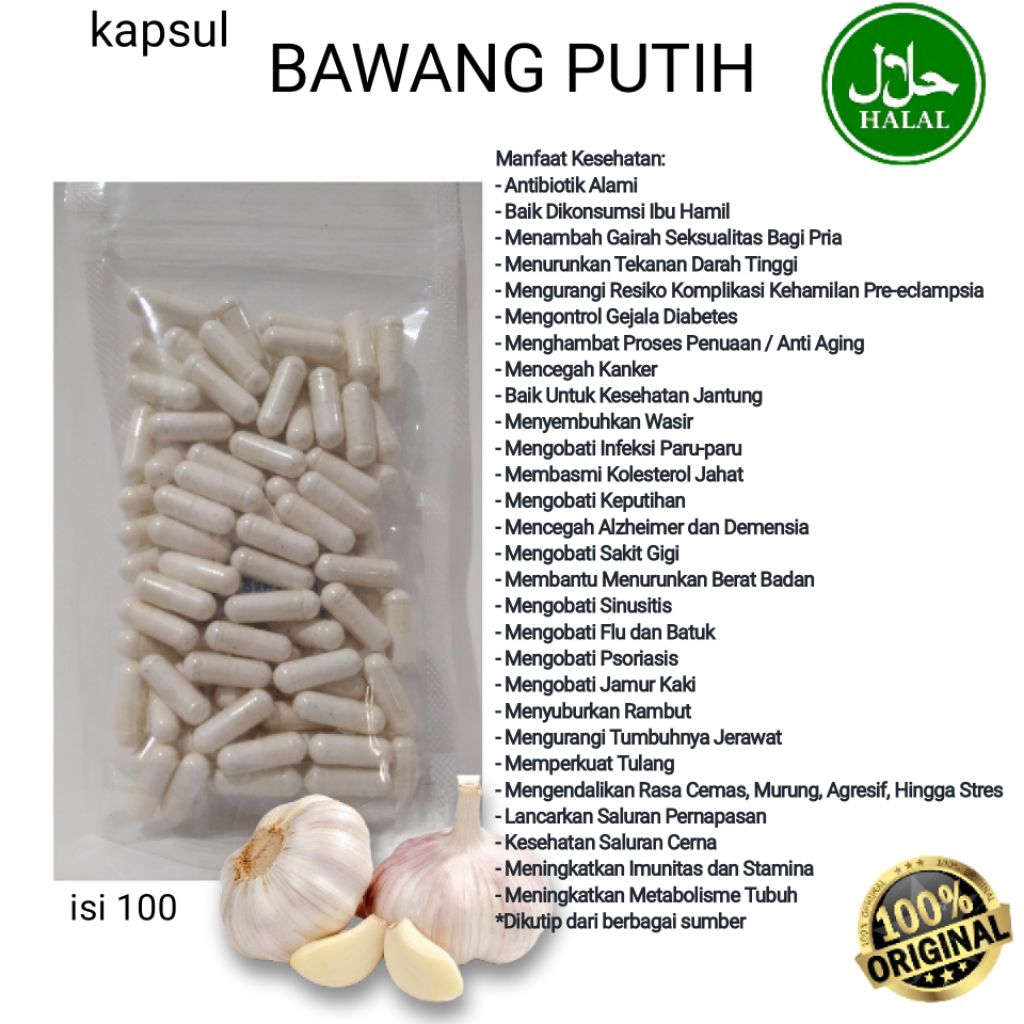

Bawang Putih kapsul isi 100 herbal alami