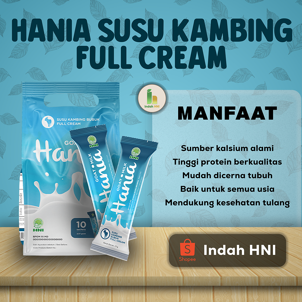 

Hania Susu Kambing Full Cream HNI HPAI – 10 Pcs @20g