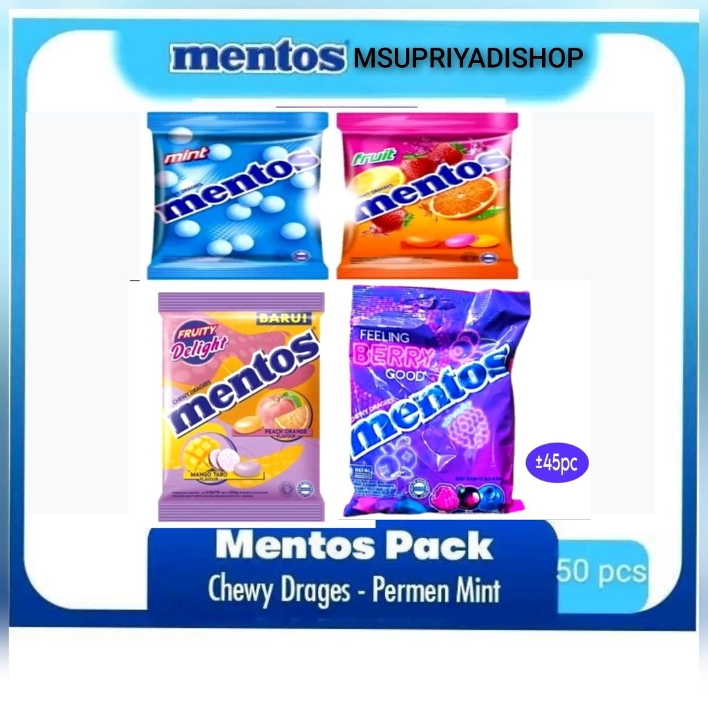

Mentos pouch Isi 50 pcs x 2.7g Permen Snack