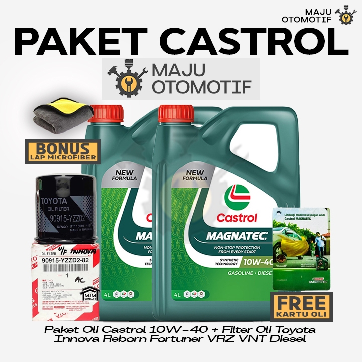 [GRATIS FILTER OLI] PAKET Ganti Oli Mesin Castrol Magnatec SAE 10W-40 8 Liter TOYOTA Innova Reborn F